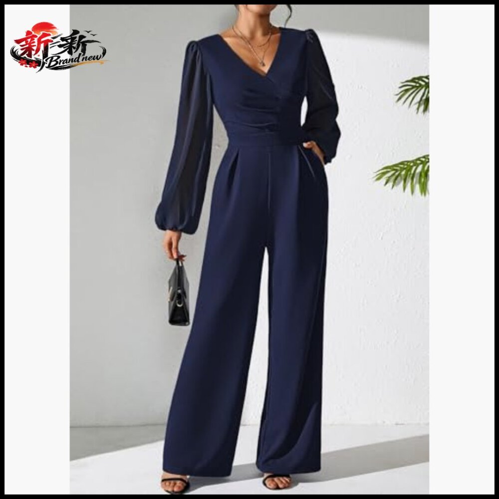Polyester Blend Jumpsuit with Patchwork Chiffon S… - image 3
